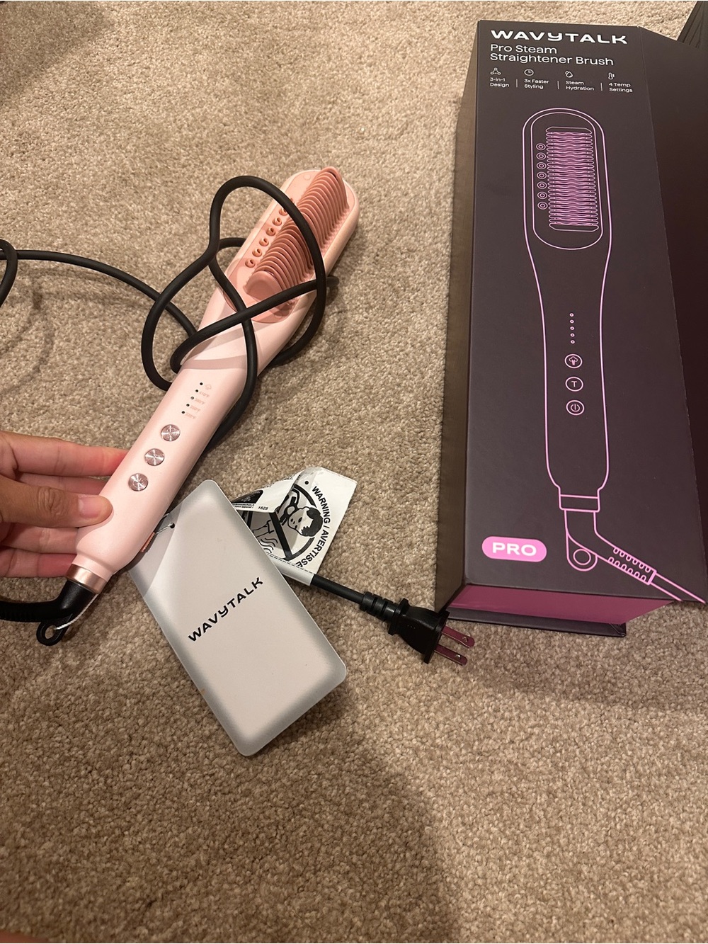 WAVYTALK Pro Steam Straightener Brush - Pink